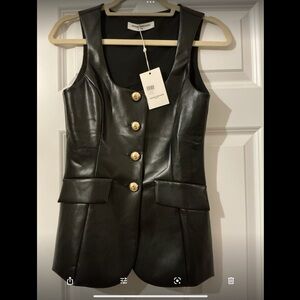 NWT Amanda Uprichard Black Faux Leather Vest XS